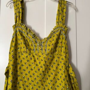 Free People Sweet Hearts Yellow Floral Dress Size M